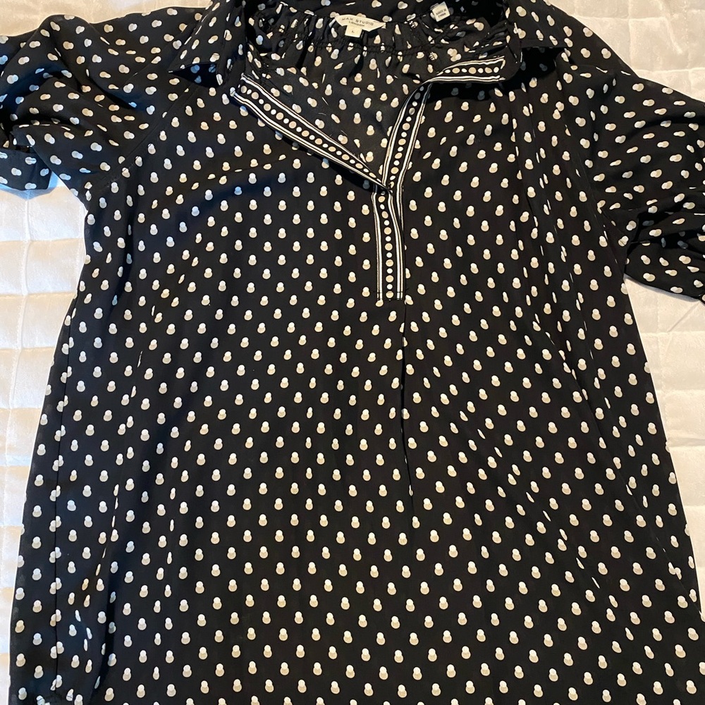 Max Studio Black Top with White Dots